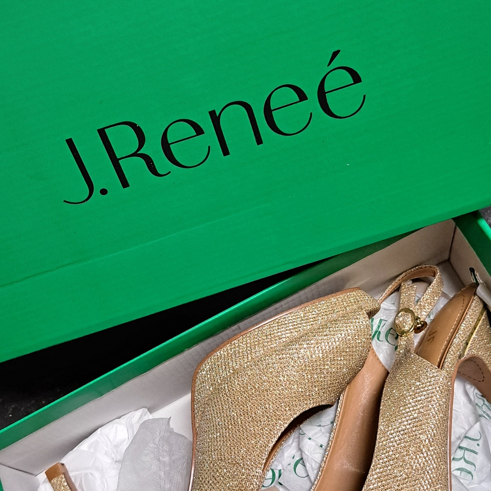J.Renee Glitter Fabric Gold Heels